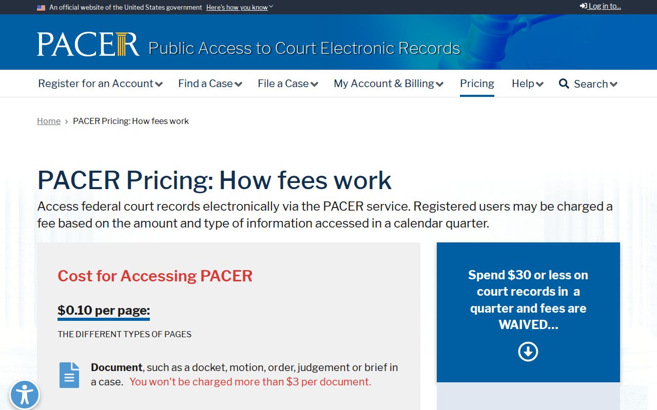 Henderson County civil dockets and federal PACER fees