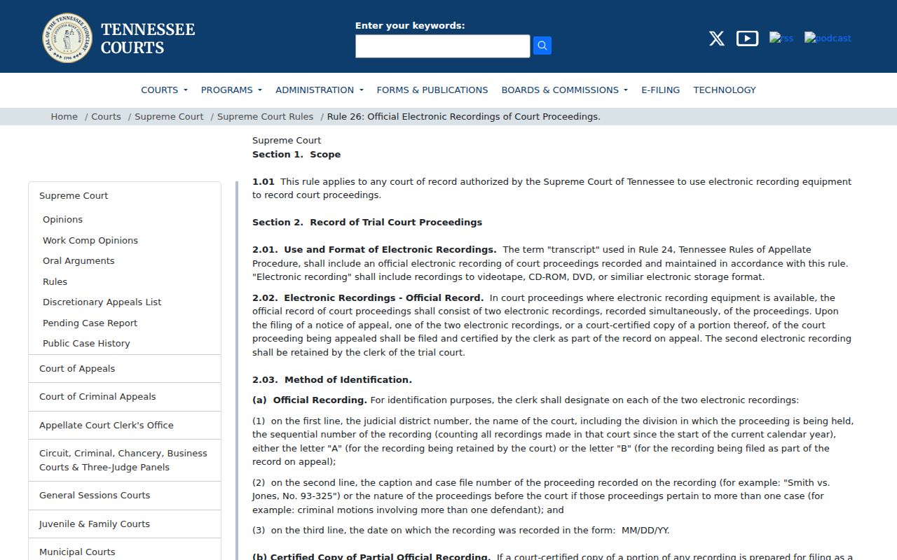 Henderson County court records and official electronic recording rule
