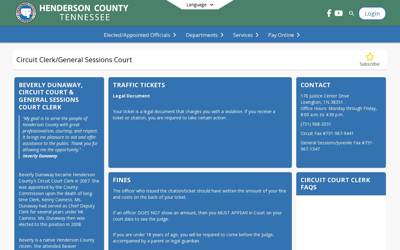 Henderson County criminal docket Circuit and General Sessions source