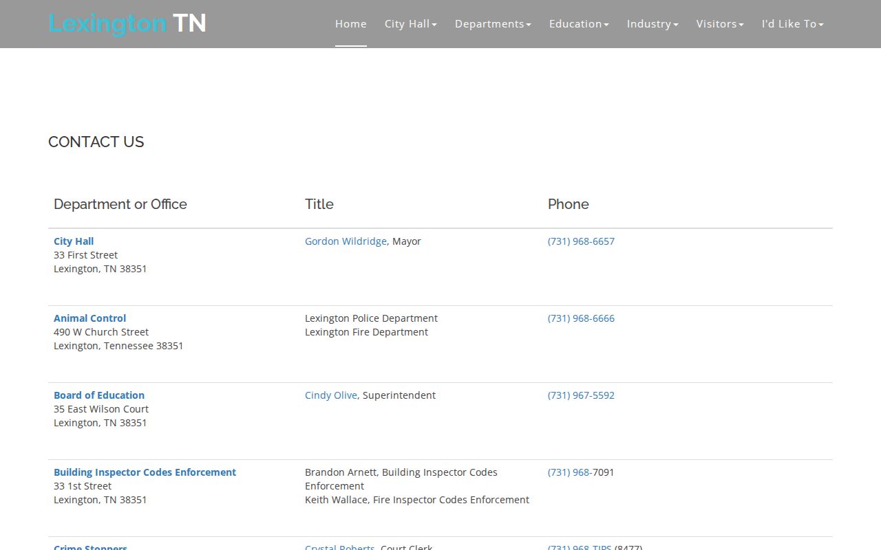 Official Lexington city and Municipal Court contact information