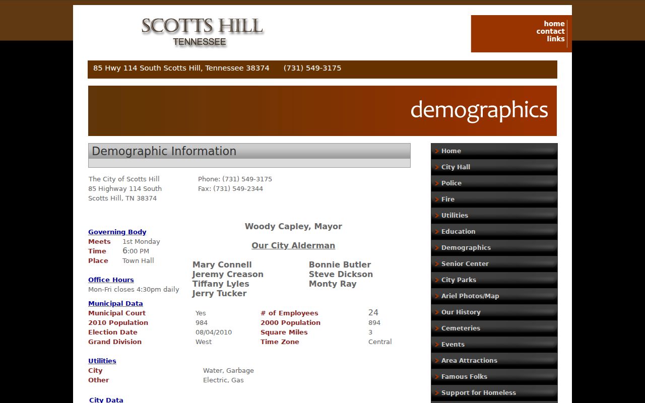 Official Scotts Hill demographics and municipal background