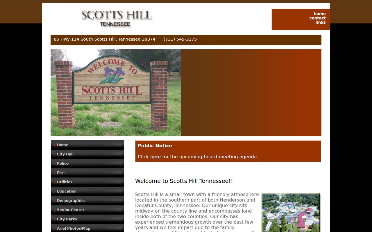 Official Scotts Hill city homepage and contact information