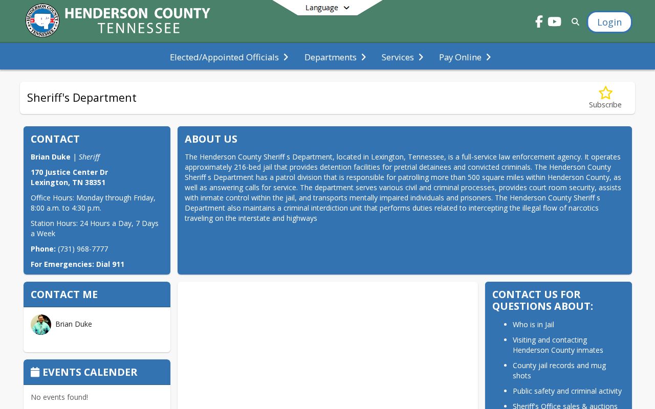 Henderson County court docket sheriff custody boundary
