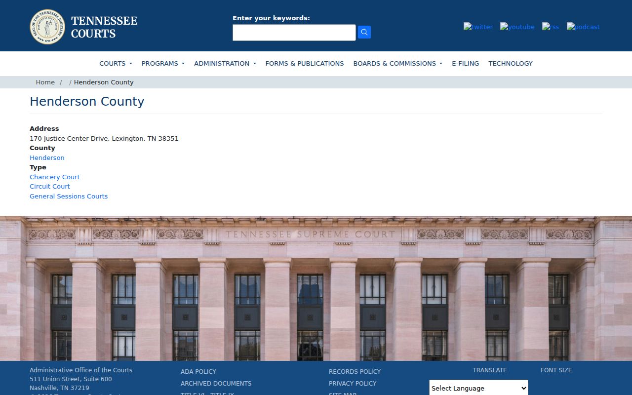 Henderson County court docket AOC court listing