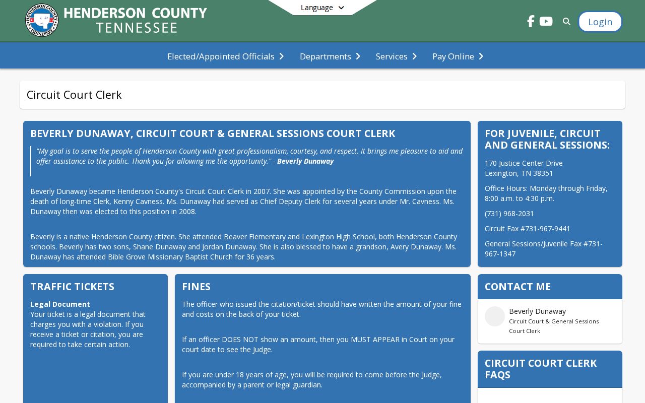 Henderson County court docket Circuit Clerk